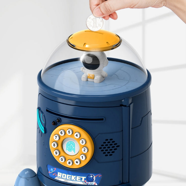 Fingerprint Password Rocket Piggy Bank Toy, White, Blue, Red