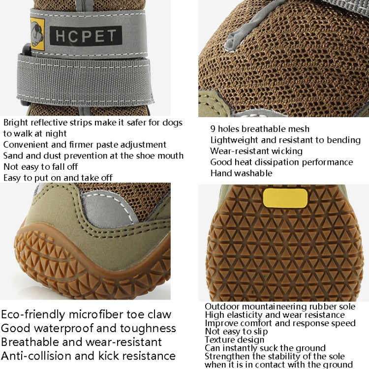 4 PCS / Set HCPET Dog Shoes Breathable Net Dog Shoes, No.1 4cm, No.2 4.5cm, No.3 5cm, No.4 5.5cm, No.5 6cm, No.6 6.5cm, No.7 7cm, No.8 7.5cm