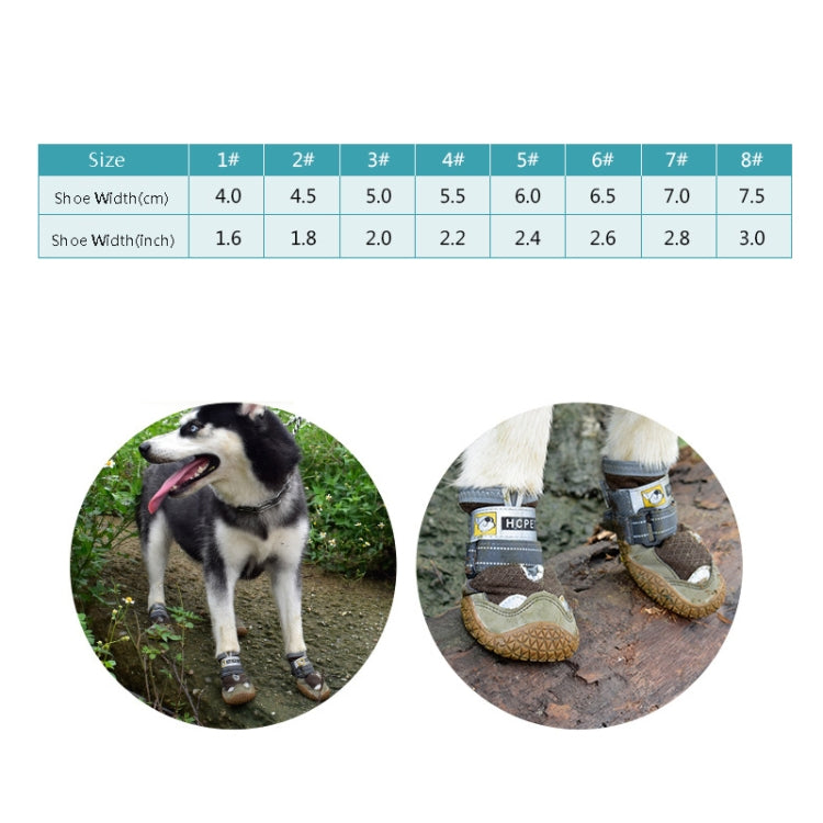 4 PCS / Set HCPET Dog Shoes Breathable Net Dog Shoes, No.1 4cm, No.2 4.5cm, No.3 5cm, No.4 5.5cm, No.5 6cm, No.6 6.5cm, No.7 7cm, No.8 7.5cm