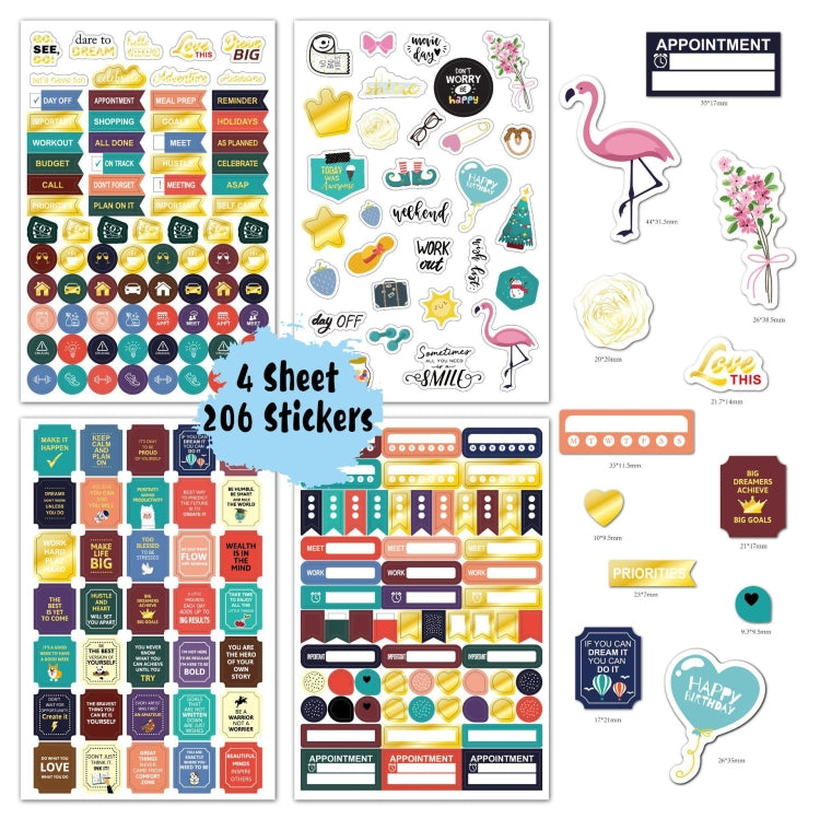 Business Theme Hot Stamping Plan Sticker Note Post, 4 Sets