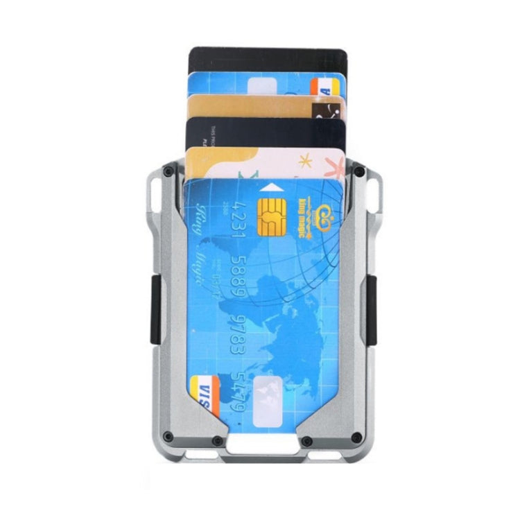 RFID Metal Anti-Theft Credit Card Holder, Black Aluminum Terms, Silver Aluminum Terms, Black Metal + Black Skin, Silver Metal + Black Skin