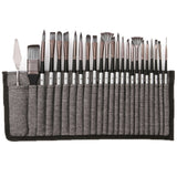 24 PCS/Set Canvas Bag Nylon Wool Gouache Brush Set, Pearl White Pole Black Bag, Silver Gray Pole Gray Bag Silver Gray Pole Gray Bag