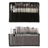 24 PCS/Set Canvas Bag Nylon Wool Gouache Brush Set, Pearl White Pole Black Bag, Silver Gray Pole Gray Bag