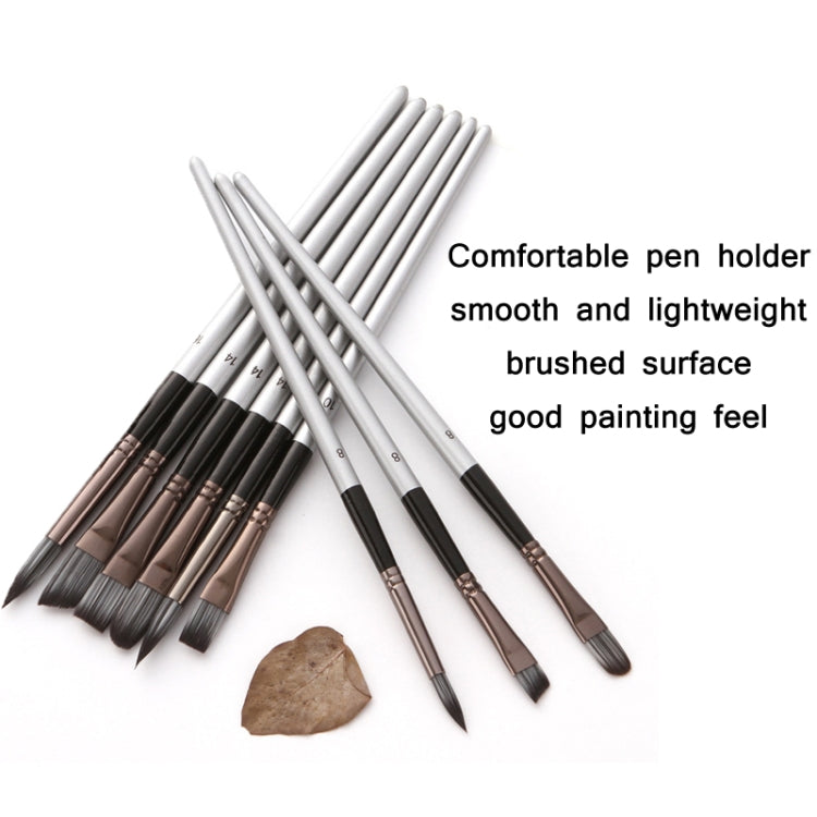 24 PCS/Set Canvas Bag Nylon Wool Gouache Brush Set, Pearl White Pole Black Bag, Silver Gray Pole Gray Bag