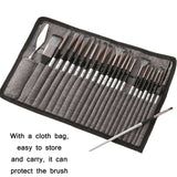 24 PCS/Set Canvas Bag Nylon Wool Gouache Brush Set, Pearl White Pole Black Bag, Silver Gray Pole Gray Bag