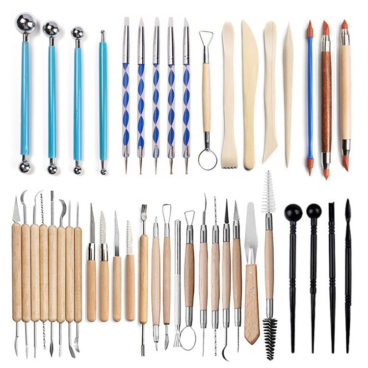 43 In 1 Clay Tool Combination Set with Storage Bag, 43 In 1 Clay Tool