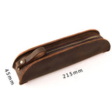 W-T18 Vintage Handmade Genuine Leather Zipper Pencil Case, Black, Brown, Wine Red, Coffee, Ink Green, Blue