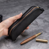 W-T18 Vintage Handmade Genuine Leather Zipper Pencil Case, Black, Brown, Wine Red, Coffee, Ink Green, Blue