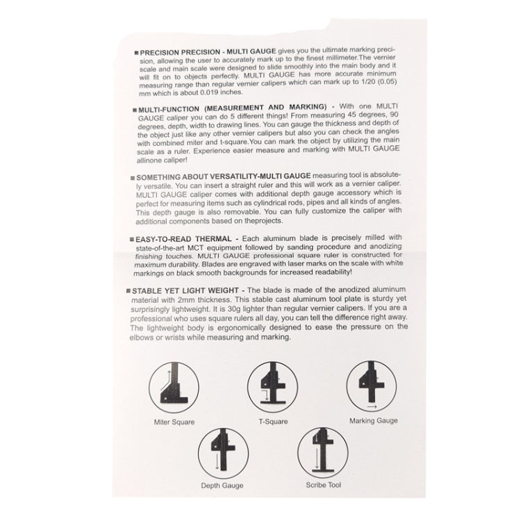 T072 Woodworking Multifunctional Aluminum Alloy Marking Ruler, T072