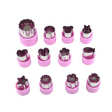 0-98 12 in 1 Kitchen Stainless Steel Flower Cutter, Green, Purple Purple