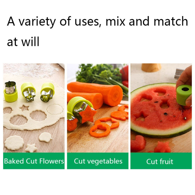 0-98 12 in 1 Kitchen Stainless Steel Flower Cutter, Green, Purple