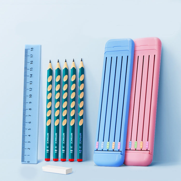 4 in 1 Pencil Eraser Ruler Stationery Box, Athens Blue, Light Pink, Transparent Blue Green