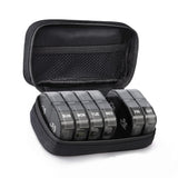 14 Compartment Medicine Box Plastic Double Row Leather Bag Pill Box