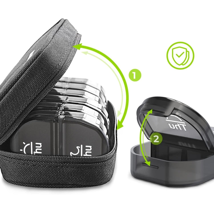 14 Compartment Medicine Box Plastic Double Row Leather Bag Pill Box