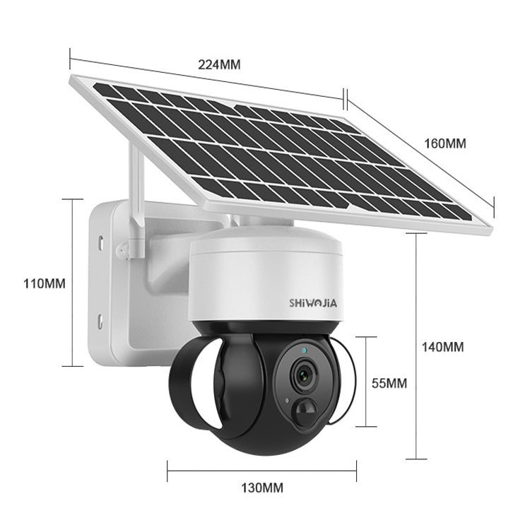 SHIWOJIA Waterproof WiFi Solar Dome IP Camera, Support Two-way Audio & PIR Motion Detection & Night Vision & TF Card, SHIWOJIA