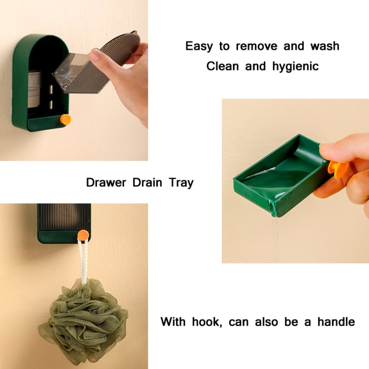 Home Bathroom Wall Mounted Drain Soap Dish With Lid, White Gray, White Orange, Pink White, Green Gray