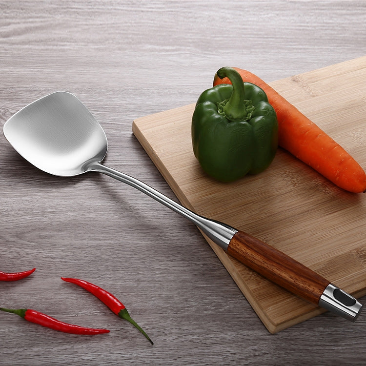 304 Stainless Steel Wooden Handle Kitchenware Kitchen Equipment, Style:, Fried Spatula, Soup Spoon, Slotted Spoon, Slotted Shovel, Noodle Scoop, Rice Spoon Fried Spatula