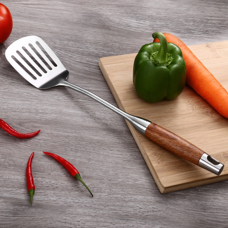 304 Stainless Steel Wooden Handle Kitchenware Kitchen Equipment, Style:, Fried Spatula, Soup Spoon, Slotted Spoon, Slotted Shovel, Noodle Scoop, Rice Spoon Slotted Shovel