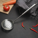 304 Stainless Steel Kitchen Equipment Thickened Hollow Handle Cooking Tool, Style:, Spatula, Soup Spoon, Slotted Spoon, Slotted Shovel Slotted Spoon