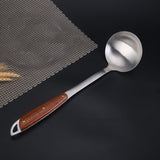 304 Stainless Steel Wooden Handle Kitchenware Home Kitchen Equipment, Style:, Fried Spatula, Soup Spoon, Slotted Shovel, Slotted Spoon Soup Spoon