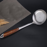 304 Stainless Steel Wooden Handle Kitchenware Home Kitchen Equipment, Style:, Fried Spatula, Soup Spoon, Slotted Shovel, Slotted Spoon Slotted Spoon