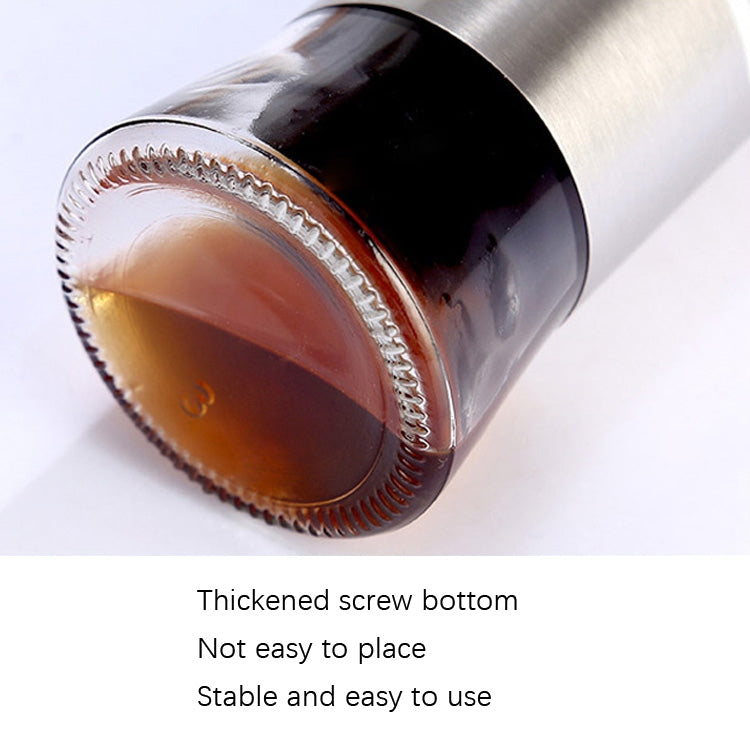 Stainless Steel Glass Oil Bottle Kitchen Pressed Seasoning Bottle, 200ml, 300ml, 500ml