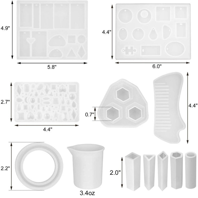 129 In 1 Time Gem Necklace Pendant Crystal Epoxy Resin Silicone Mold Set, Necklace Mold Set