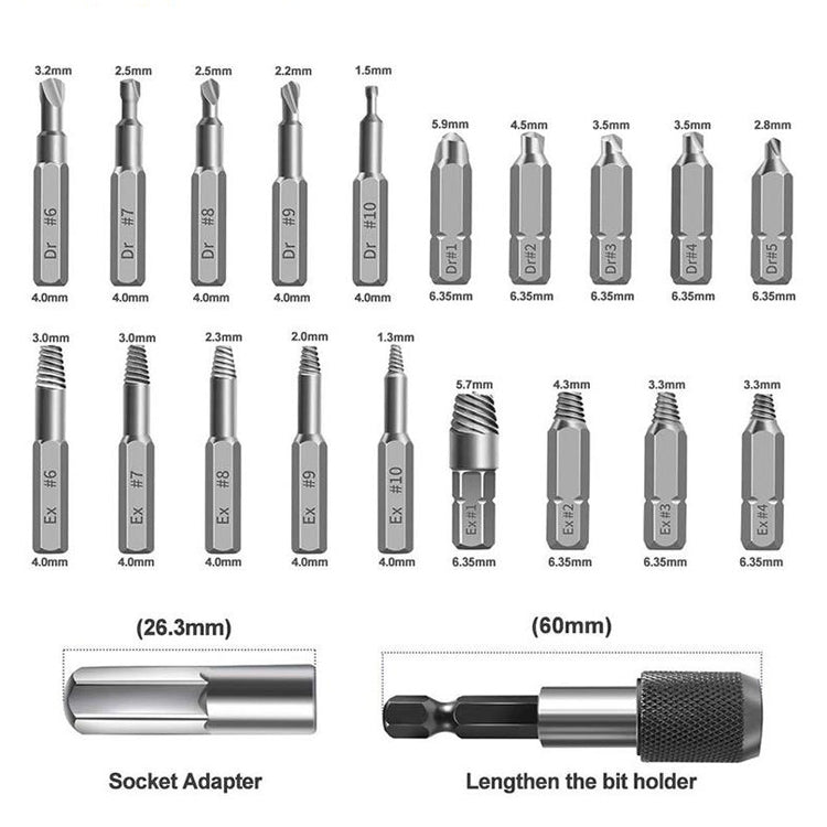 22 PCS / Set Screw Takeout High-Speed Steel Anti-Tooth Refrigerant Removal Tool, Anti-Tooth Refrigerant Removal Tool