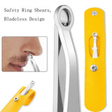 2 PCS Stainless Steel Nose Hair Clip Round Ring Nose Hair Trimmer, Nose Hair Clip+Yellow Case