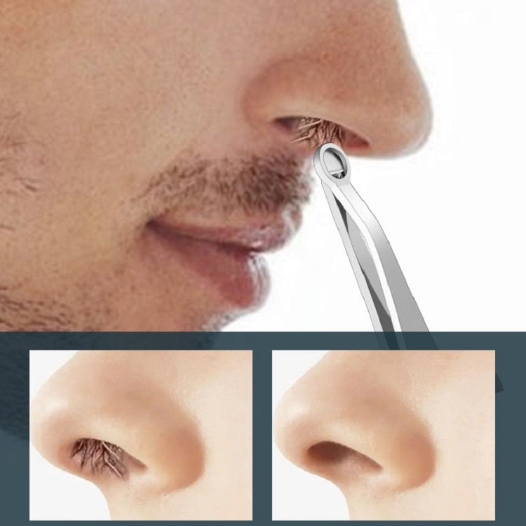 2 PCS Stainless Steel Nose Hair Clip Round Ring Nose Hair Trimmer, Nose Hair Clip+Yellow Case