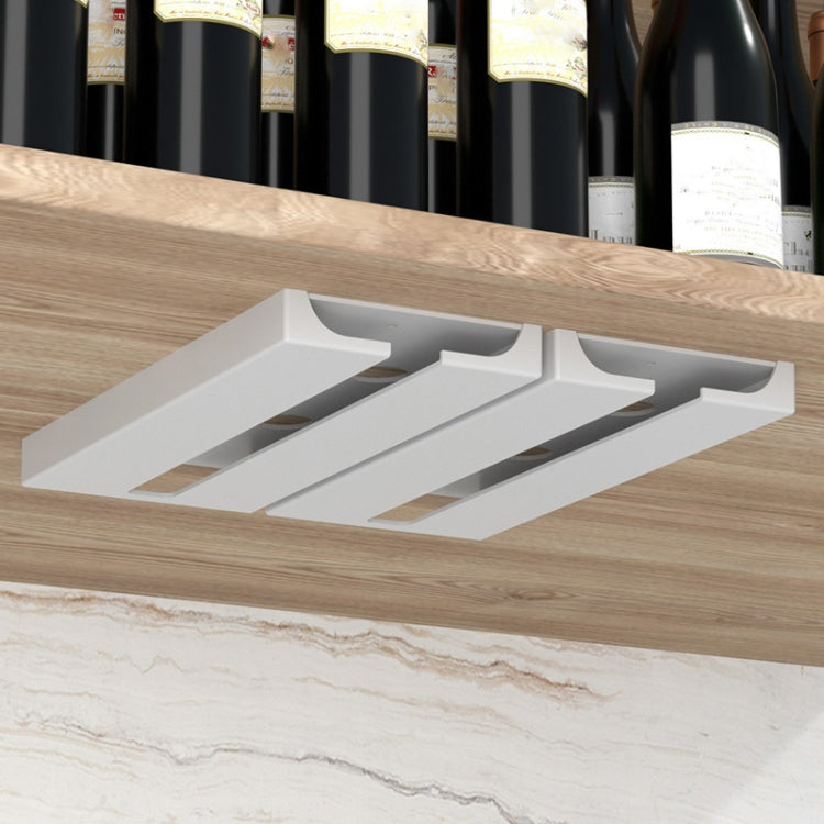 2 PCS Living Room Kitchen Free Punch Goblet Wine Glass Hanging Rack, Black, White White