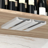 2 PCS Living Room Kitchen Free Punch Goblet Wine Glass Hanging Rack, Black, White White