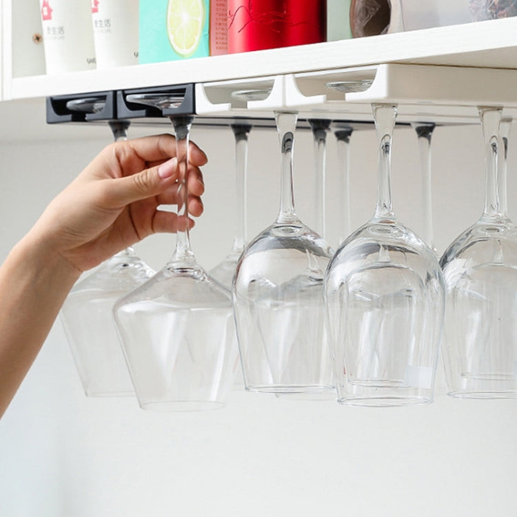 2 PCS Living Room Kitchen Free Punch Goblet Wine Glass Hanging Rack, Black, White