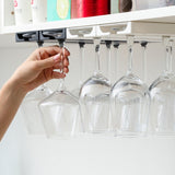 2 PCS Living Room Kitchen Free Punch Goblet Wine Glass Hanging Rack, Black, White