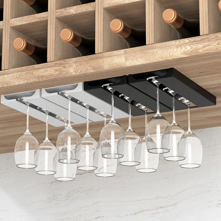 2 PCS Living Room Kitchen Free Punch Goblet Wine Glass Hanging Rack, Black, White