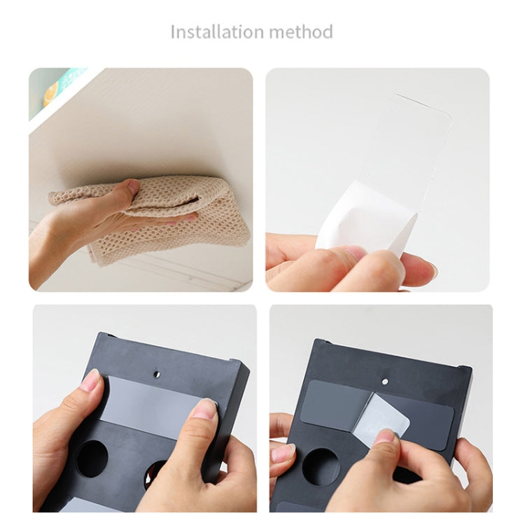 2 PCS Living Room Kitchen Free Punch Goblet Wine Glass Hanging Rack, Black, White