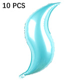 10 PCS 24 Inch S-Shaped Balloon Fish Tail Wavy Balloon Birthday Wedding Party Arrangement Balloon, Golden, Silver, Red, Rose Red, 24-inch Tiffany blue S-shaped, 24-inch purple S-shaped 24-inch Tiffany blue S-shaped