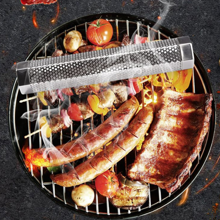 12 Inch Stainless Steel 304 Smoked Tube BBQ Box Outdoor Cold Smoke Box,Style:, Only Tube, Tube + Brush + Hook Only Tube