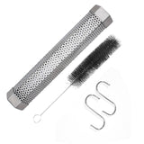 12 Inch Stainless Steel 304 Smoked Tube BBQ Box Outdoor Cold Smoke Box,Style:, Only Tube, Tube + Brush + Hook Tube + Brush + Hook