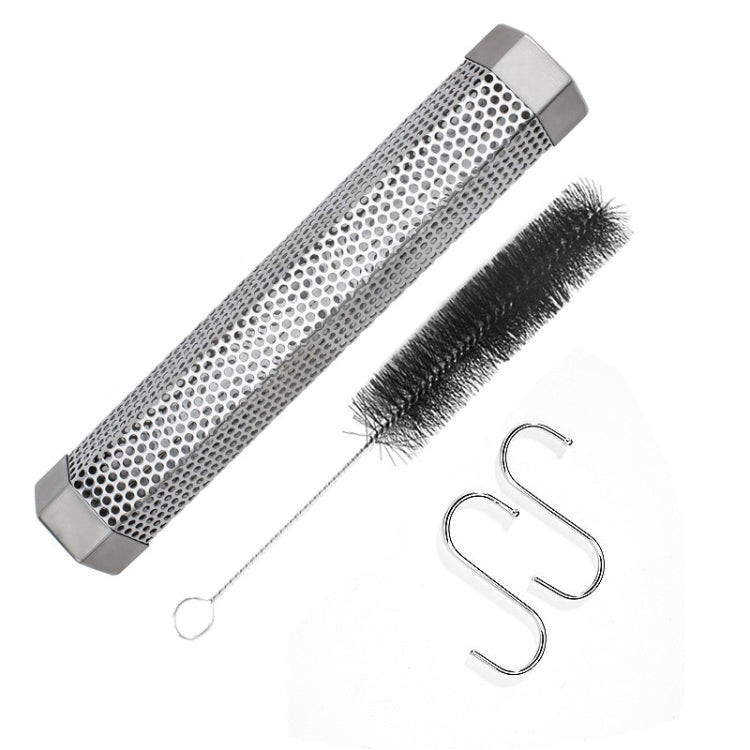 12 Inch Stainless Steel 304 Smoked Tube BBQ Box Outdoor Cold Smoke Box,Style:, Only Tube, Tube + Brush + Hook Tube + Brush + Hook