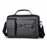 WEIXIER D235 Men Shoulder Bag Portable PU Leather Handbag Litchi Texture Black