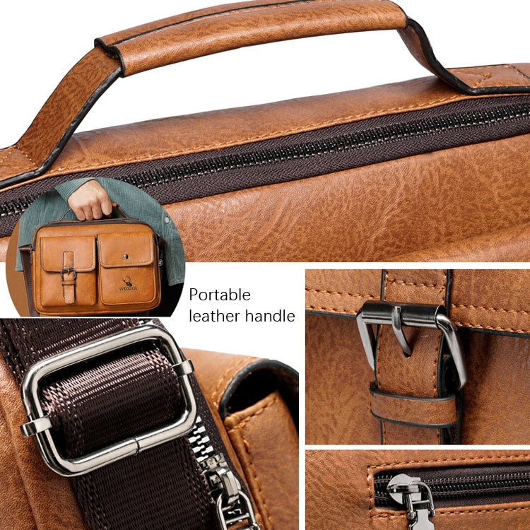 WEIXIER 9558 Large Capacity Men Bag Retro Shoulder Bag, Black, Light Brown, Dark Brown