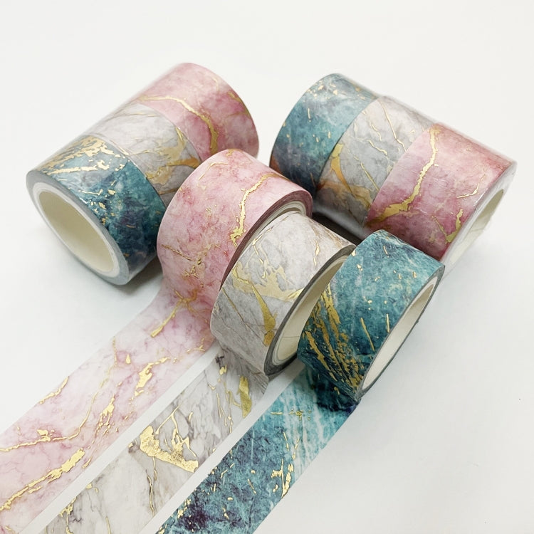 3 Rolls / Set 8958 5m Paper Bronzing Wallet Tape Set, Marble, Water Ripple, Gilt Pattern, Three-color Plaid, Star Sea, Cloud Pattern, Broken Leaves Pattern, Treasure Phase Pattern Marble