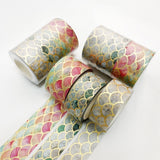 3 Rolls / Set 8958 5m Paper Bronzing Wallet Tape Set, Marble, Water Ripple, Gilt Pattern, Three-color Plaid, Star Sea, Cloud Pattern, Broken Leaves Pattern, Treasure Phase Pattern Water Ripple