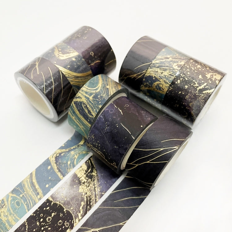 3 Rolls / Set 8958 5m Paper Bronzing Wallet Tape Set, Marble, Water Ripple, Gilt Pattern, Three-color Plaid, Star Sea, Cloud Pattern, Broken Leaves Pattern, Treasure Phase Pattern Gilt Pattern