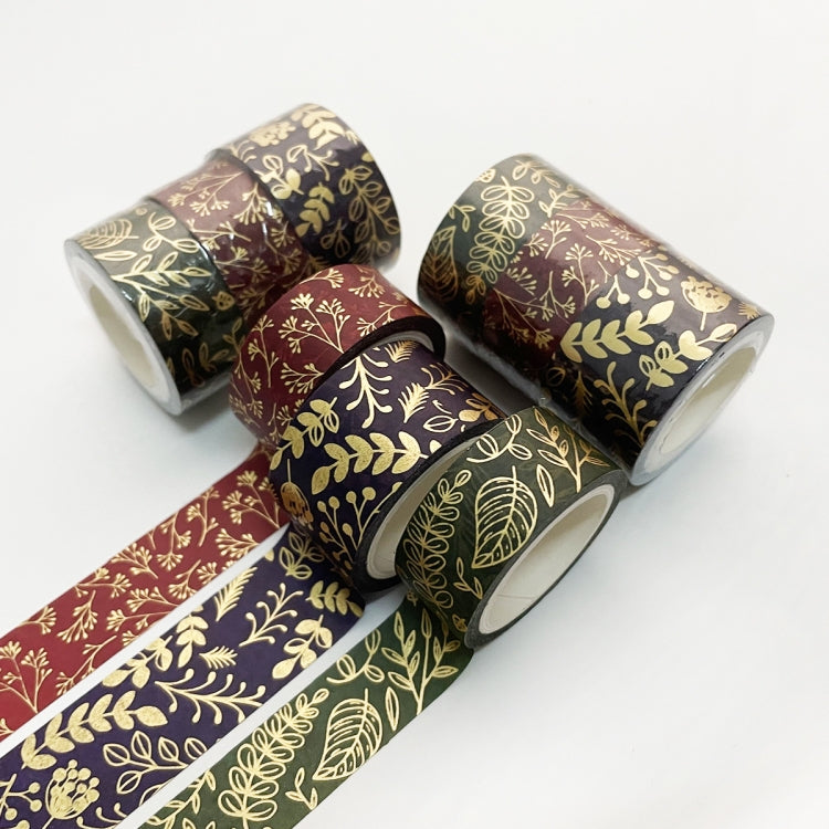 3 Rolls / Set 8958 5m Paper Bronzing Wallet Tape Set, Marble, Water Ripple, Gilt Pattern, Three-color Plaid, Star Sea, Cloud Pattern, Broken Leaves Pattern, Treasure Phase Pattern Broken Leaves Pattern
