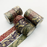 3 Rolls / Set 8958 5m Paper Bronzing Wallet Tape Set, Marble, Water Ripple, Gilt Pattern, Three-color Plaid, Star Sea, Cloud Pattern, Broken Leaves Pattern, Treasure Phase Pattern Broken Leaves Pattern