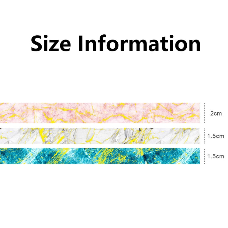 3 Rolls / Set 8958 5m Paper Bronzing Wallet Tape Set, Marble, Water Ripple, Gilt Pattern, Three-color Plaid, Star Sea, Cloud Pattern, Broken Leaves Pattern, Treasure Phase Pattern