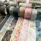 3 Rolls / Set 8958 5m Paper Bronzing Wallet Tape Set, Marble, Water Ripple, Gilt Pattern, Three-color Plaid, Star Sea, Cloud Pattern, Broken Leaves Pattern, Treasure Phase Pattern