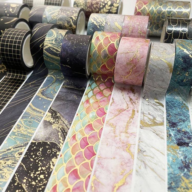 3 Rolls / Set 8958 5m Paper Bronzing Wallet Tape Set, Marble, Water Ripple, Gilt Pattern, Three-color Plaid, Star Sea, Cloud Pattern, Broken Leaves Pattern, Treasure Phase Pattern